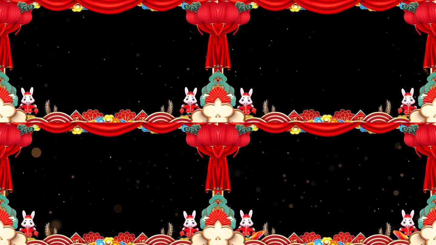 2023兔年喜庆卡通兔春节拜年视频边框