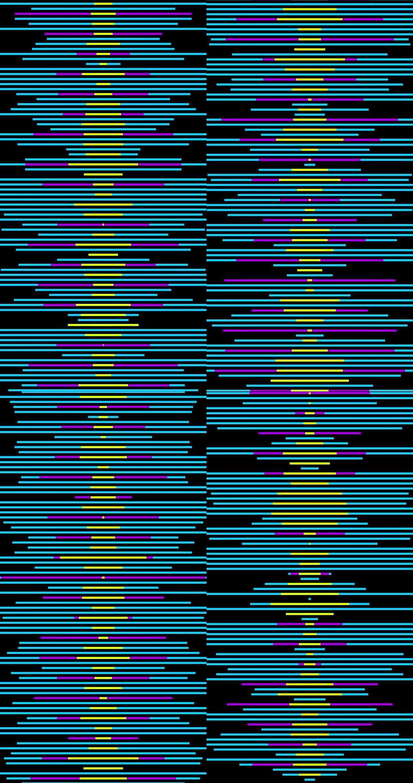 一个抽象的背景，在黑色背景上垂直移动蓝黄紫色声波，用于创意设计