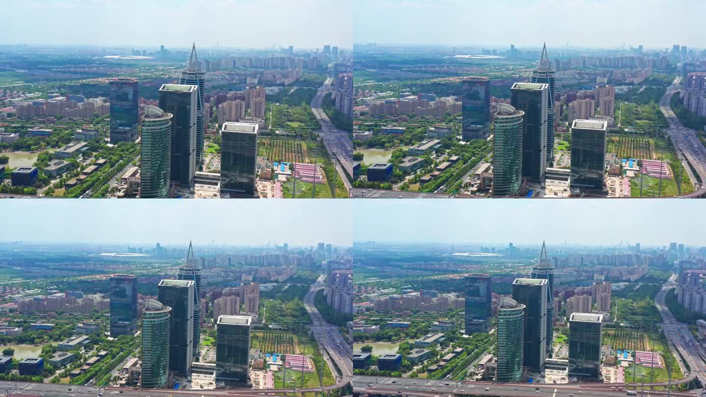4K 上海金桥杨高中路中环立交航拍视频