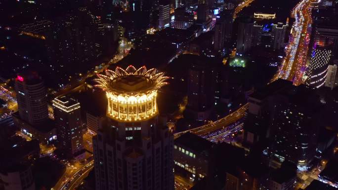 上海 夜景市区 外滩中心 航拍 4K