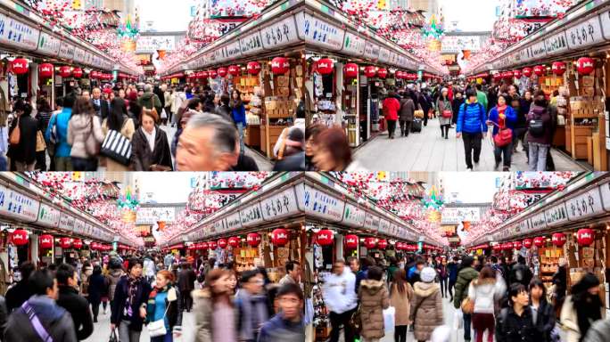 在东京旧市场散步的人群
