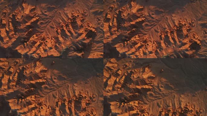 日落时分的戈壁沙漠鸟瞰图
