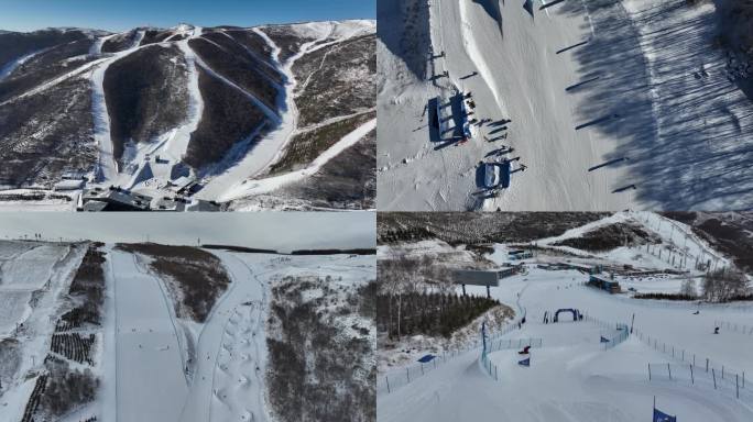 张家口崇礼云顶滑雪场航拍滑雪比赛原创4K