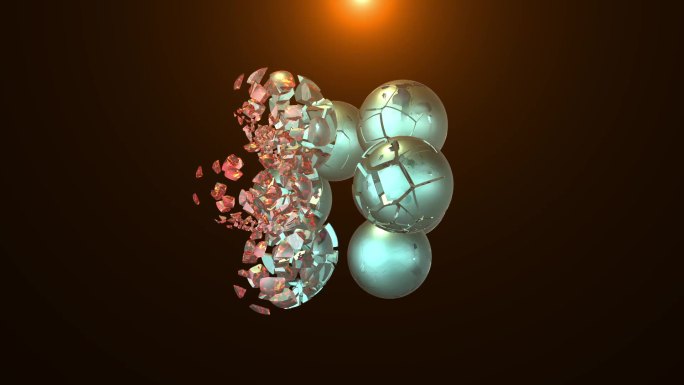 小球爆炸破裂效果9个小球破碎动画三维3D