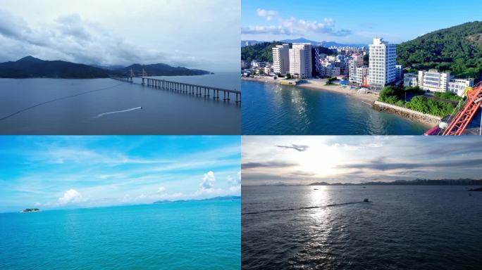 4K海岛延时合集海上日落航拍惠州大桥