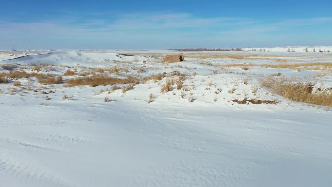 航拍明代营房茨湾城城堡冬季雪景短视频素材