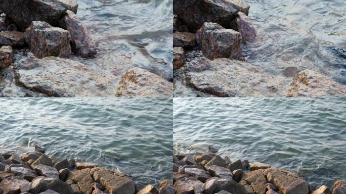 海水拍打石头