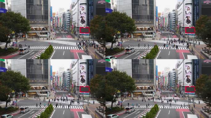 4k实时：日本东京涩谷十字路口。