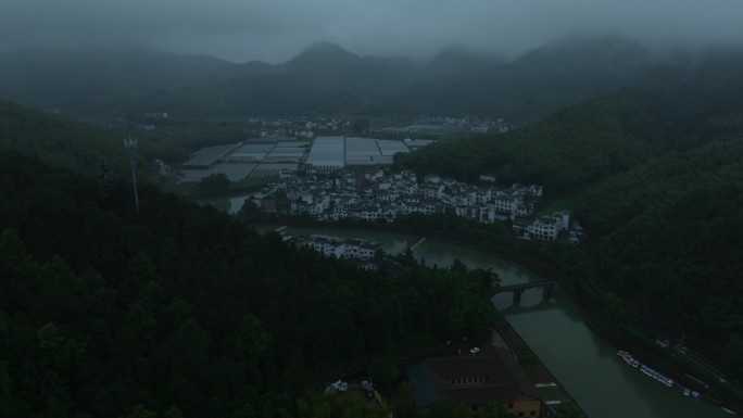 浙江 烟雨江南 新农村 航拍延时 4k