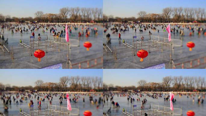 北京：什刹海冰场冰面游人如织