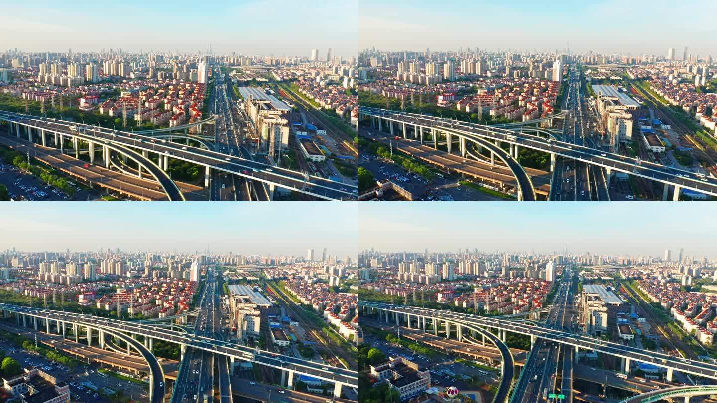 4K 上海 梅陇立交桥沪闵路航拍视频