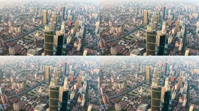 上海静安区南京西路航拍俯拍全景4K