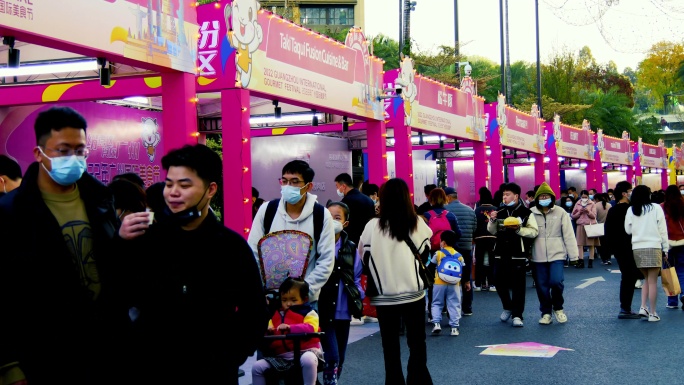 2022广州国际美食节人流延时热闹美食节