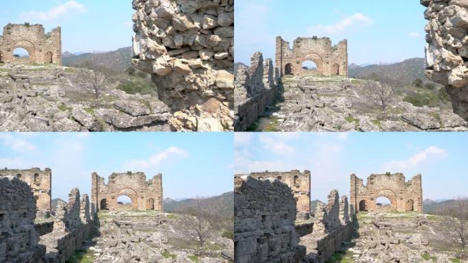 古城全貌古城遗址残垣断壁