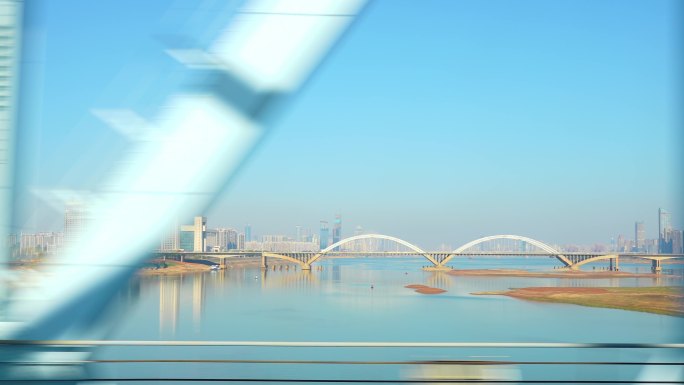 高铁车上视角 南昌生米大桥 赣江