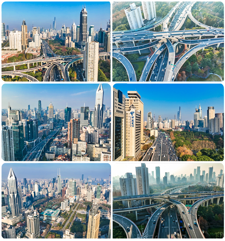 上海延安立交高架航拍