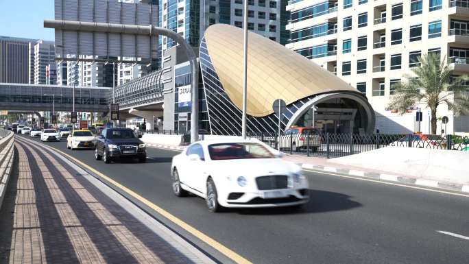 迪拜的实时交通车流公路道路汽车