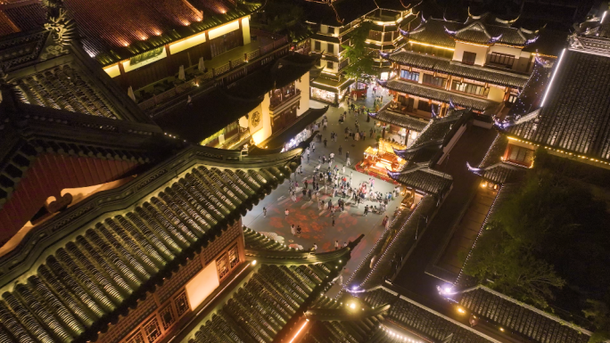 【4K60帧】上海豫园城隍庙夜景航拍