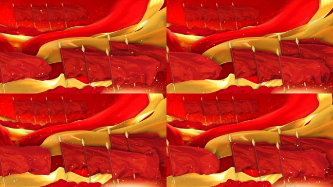 红色党政旗帜舞台背景