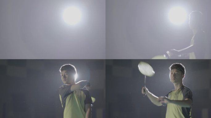 青年男子打羽毛球