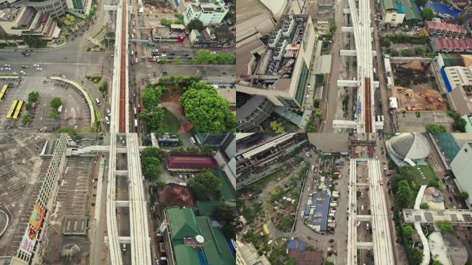 新北三角公共车站和地铁7号线马尼拉-菲律宾奎阿波航拍施工现场
