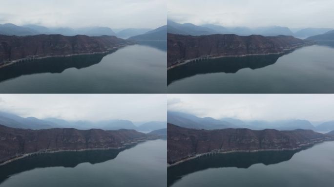 四川雅西高速汉源停车区及大渡河风景航拍