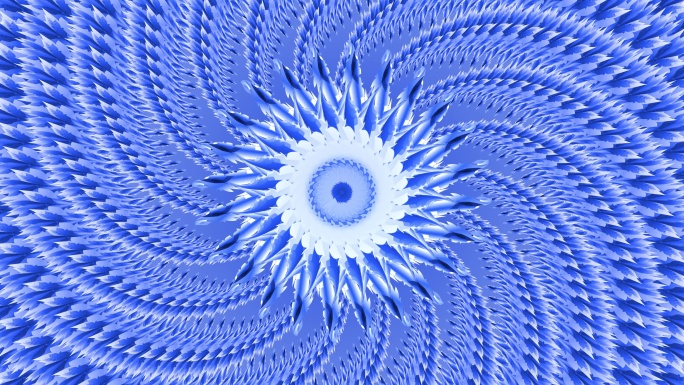 4K蓝色螺旋民族羽毛花纹无缝循环