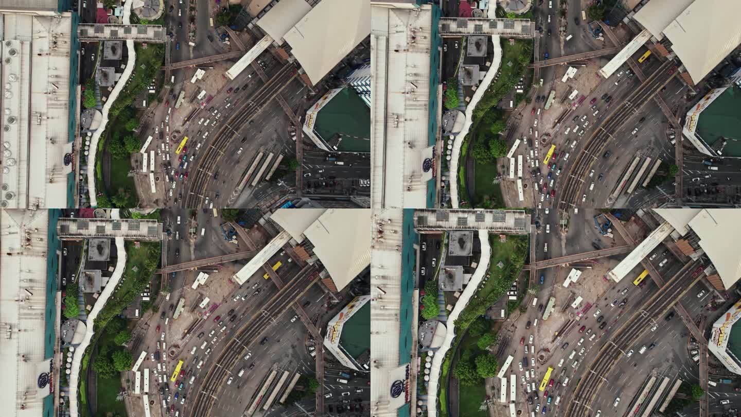 新北三角公共车站和地铁7号线马尼拉-菲律宾奎阿波航拍施工现场