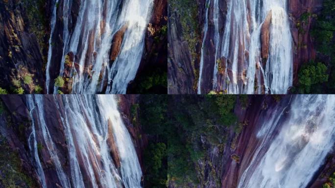 广州从化石门森林公园石门瀑布近距离特写