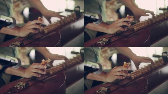 古筝乐器泰国。练习弹奏