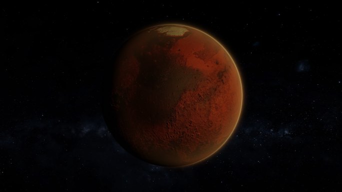 火星4K天体星空光照科普展示