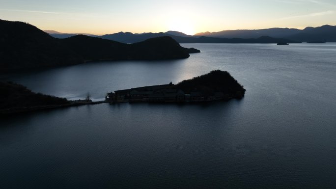泸沽湖里格半岛航拍4k