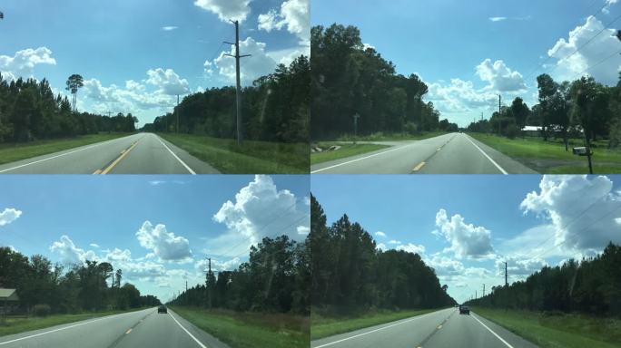 佛罗里达州安东尼市附近的SR 100高速下降，天空中有夏季云层