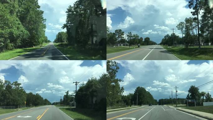 在佛罗里达州米德尔堡的乡村公路上，夏日的过度流逝，天空中乌云密布