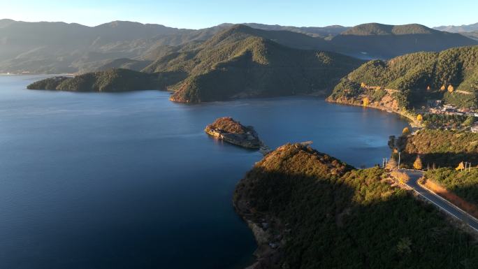 泸沽湖里格半岛航拍4k