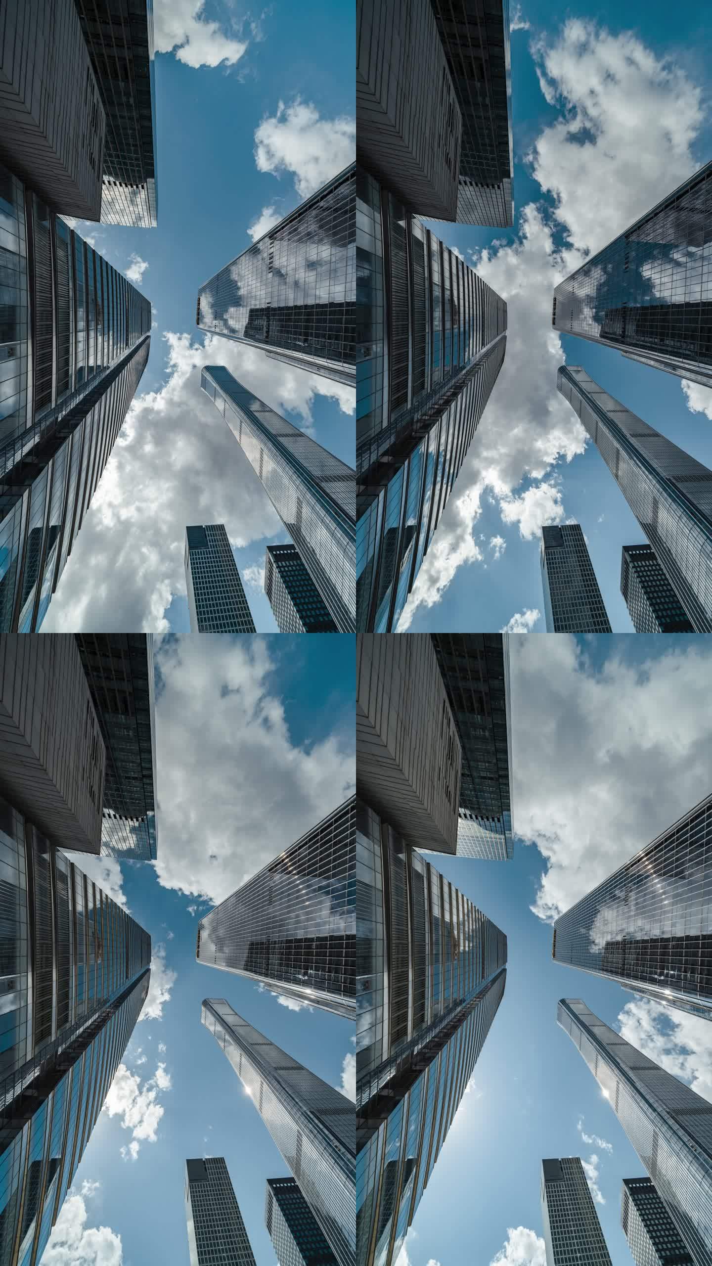 高层企业建筑摩天大楼的T/L低角度视图