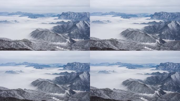 神农架航拍雪景云海延时4K