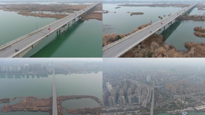 湖北襄阳老河口光化汉江大桥航拍