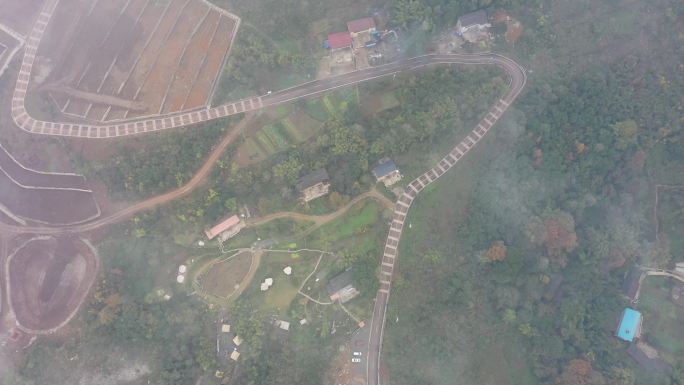 航拍重庆市沙坪坝区中梁镇花与山禾农场风光