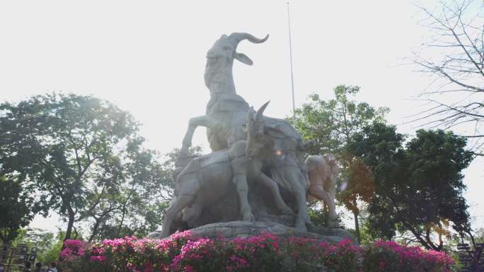 广州地标五羊雕像环绕镜头