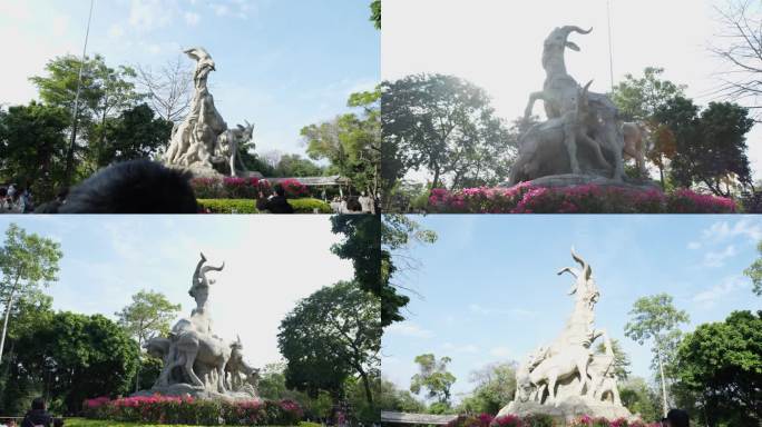 广州地标五羊雕像环绕镜头