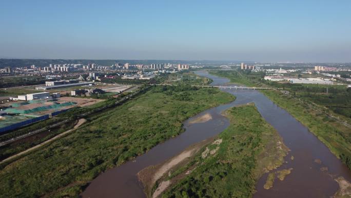 4k航拍渭河湿地