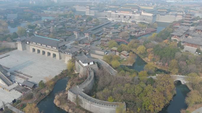 湖北襄阳盛世唐城东市环绕到唐城全景