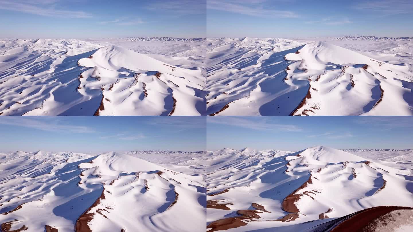航拍4l高清沙漠雪景短视频素材