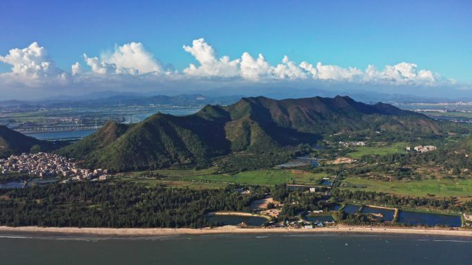 海岸线山峰田野森林航拍