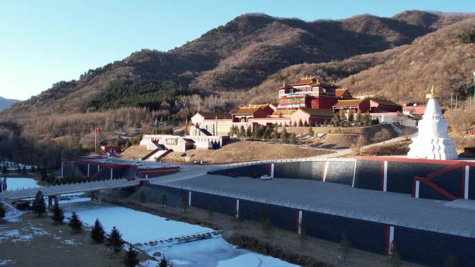 航拍内蒙古美林谷滑雪场