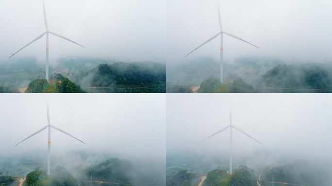 高山山顶大风车风力发电场