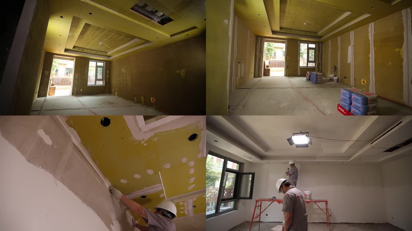 刷墙工人客厅卧室内墙施工装修施工解决方案