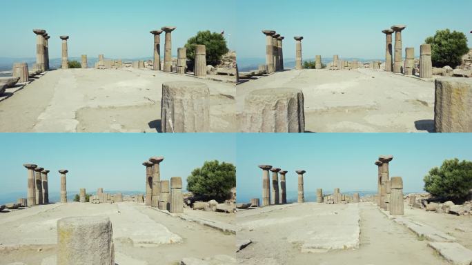 阿索斯雅典娜神庙遗址公园无人空镜头柱子