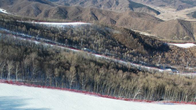 航拍内蒙古美林谷滑雪场